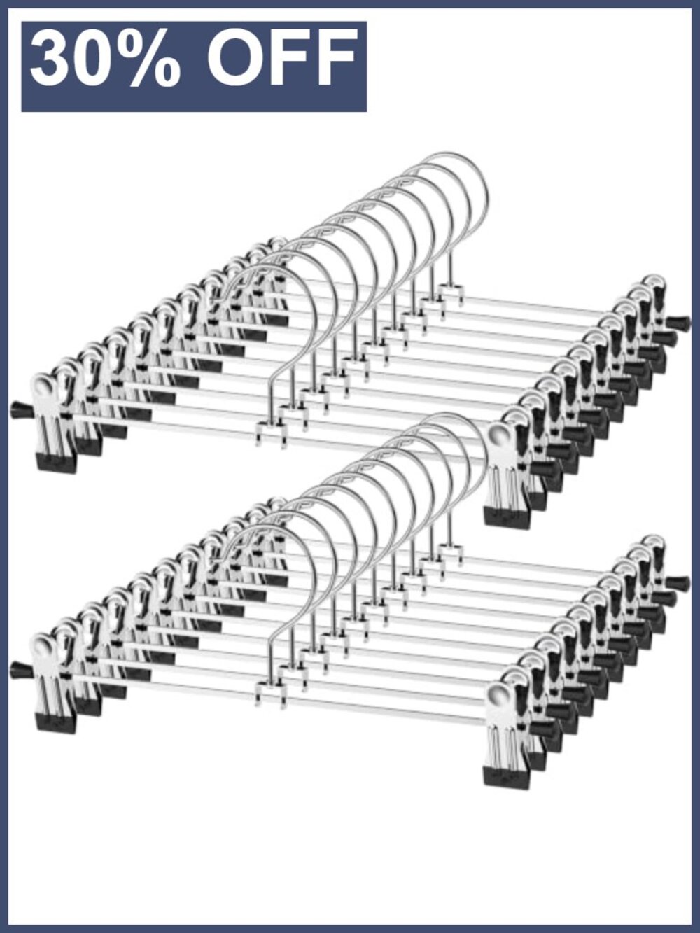 Heavy Duty Metal Pants Hangers Clips Adjustable 20 Pack Closet Storage